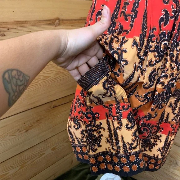 Apron Garden Handmade Pockets Orange Black Geometric Sexy Fashion Size Medium‎ - Picture 2 of 4